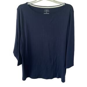 Talbots Long Sleeves Navy Pullover T-Shirt Lite Sweater size 2X